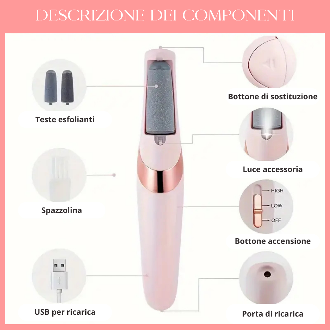 PEDIPURE - Kit Esfoliante Elettrico per pedicure